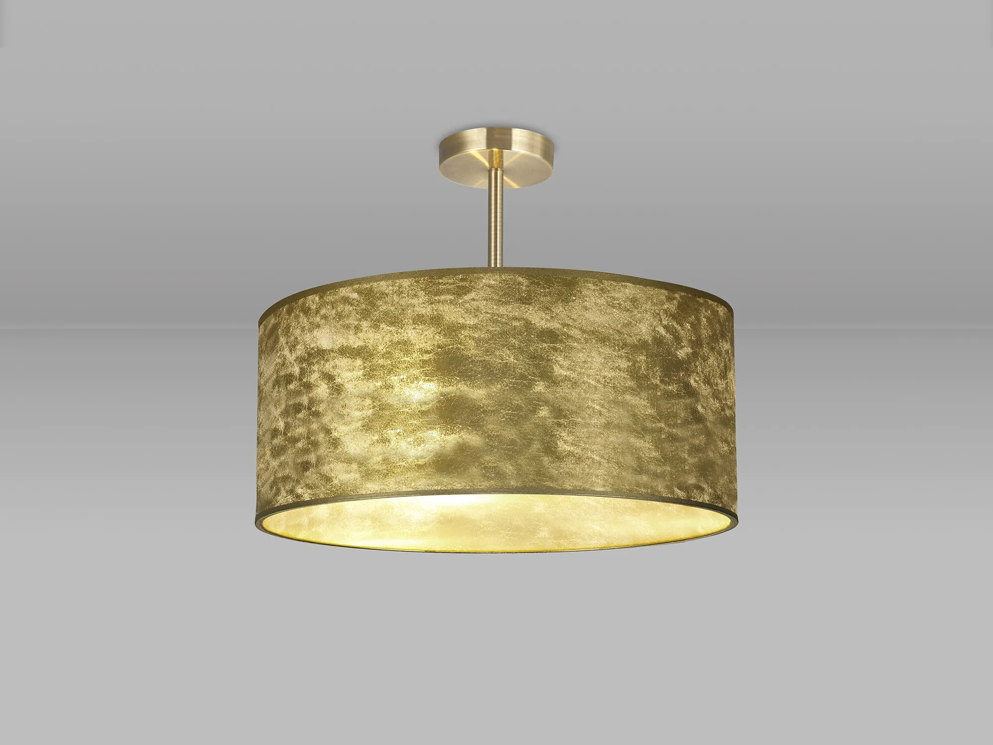 Baymont 50cm Semi Flush 3 Light Antique Brass, Gold Leaf DK0831  Deco Baymont AB GL